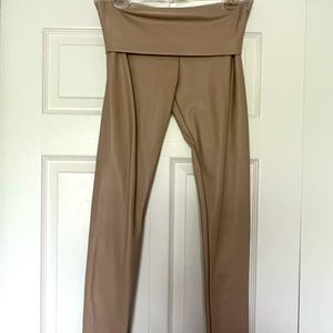 YUETU Tan Leather Pants